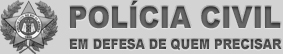 Logotipo da Polícia Civil em escala de cinza